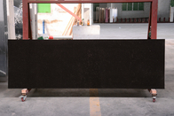 Permukaan Padat Big Slab Artificial Quartz Stone Black Flooring Tile Untuk Countertops