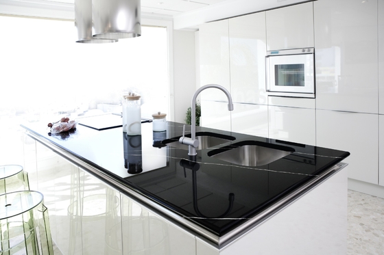 Dapur Pulau Marmer Batu Kuarsa 3200*1600*20/30mm Calacata Hitam