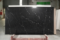 SGS Black Calacatta Artificial Quartz Stone Kitchen Countertop Tahan Panas